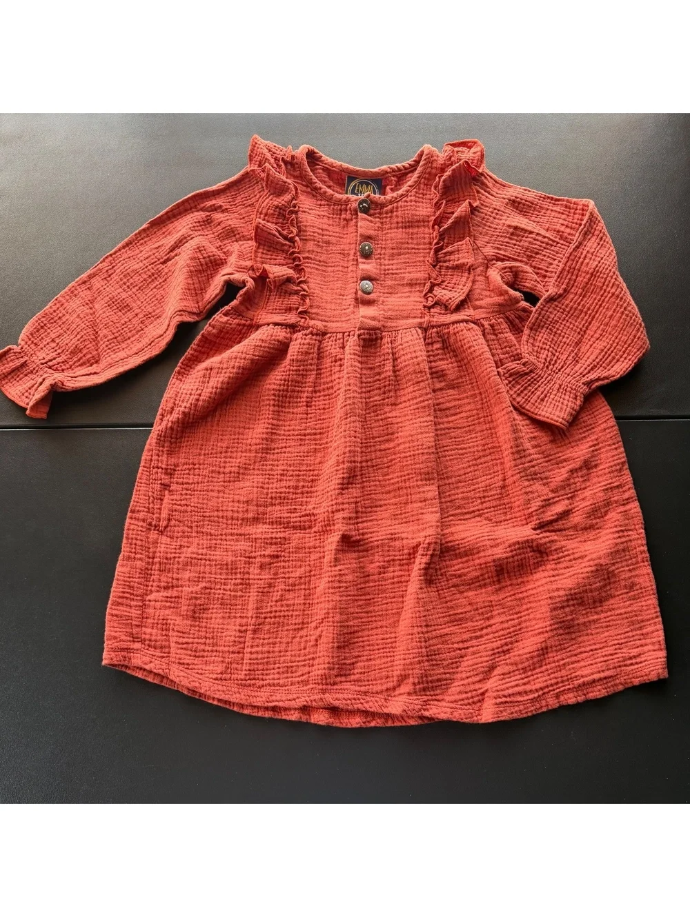 Emma Jean Girls Size 6 Rust Ruffle Gauze Dress Boho Fall Cottagecore Y2K